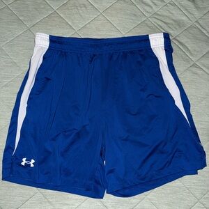 Under Armour Men's Royal Blue and White Athletic Shorts